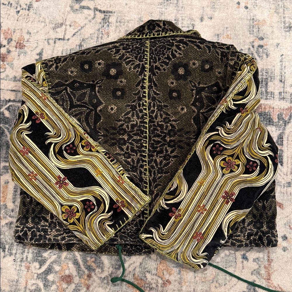 Free People Black and Gold Patterned Jacket - Picture 6 of 8